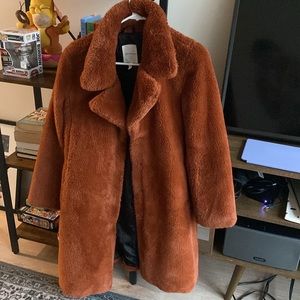 Brown Faux Fur Teddy Coat. XS feels like S